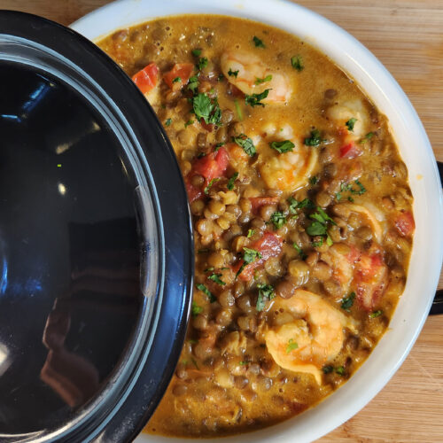 Lentejas con Camarón y Curry