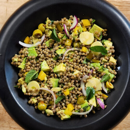 Ensalada de Lentejas, Aguacate y Menta
